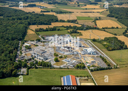 Compressori per gas naturale, stazione di Open Grid Europe, Werne, zona della Ruhr, Renania settentrionale-Vestfalia, Germania, DEU, Europa, vista aerea, uccelli-eyes view, antenna Foto Stock