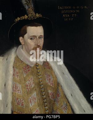Attribuito a Adrian Vanson - James VI e I, 1566 - 1625. Re di Scozia 1567 - 1625. Re di Inghilterra e Irlanda 1603 - 1625 - Foto Stock