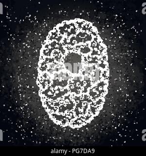 Numero Zero. Disegnata a mano doodled kids numeri. Carino monstred numeri, simboli matematici. Illustrazione Vettoriale per il web, design, decorazione, istruzione, stampe, Illustrazione Vettoriale