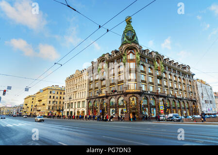 Saint Petersburg, Russia - 7 Gennaio 2018: Singer House o cantante Azienda Buildingcon sulla Nevsky Prospekt Foto Stock