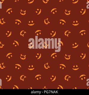 Incandescente in rosso facce di zucca vettore. Haloween seamless pattern. Illustrazione Vettoriale