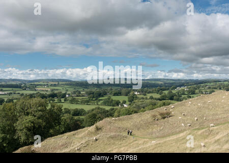 Dryslwyn Castello è situato su un promontorio roccioso nella valle Towy tra Llandeilo e Carmarthen, Pembrokeshire, Galles Foto Stock
