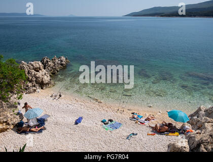 San Andrea beach a Rabac in Istria, Croazia. Foto Stock