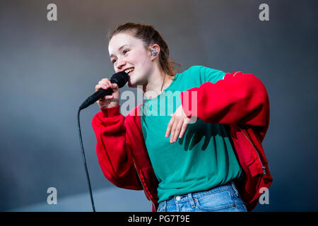 Norvegia, Bergen - Giugno 16, 2018. Il Norvegese cantante e cantautore Sigrid esegue un concerto dal vivo durante il norvegese music festival Bergenfest 2018 a Bergen. (Photo credit: Gonzales foto - Jarle H. Moe). Foto Stock