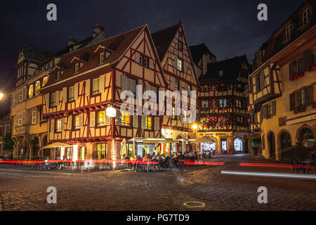 Ora blu nella Petite Venise, Colmar, Alsazia, Francia Foto Stock