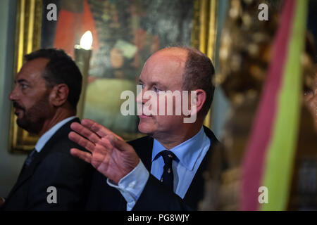 Palermo, Italia. 21 Ago, 2018. Il Principe Alberto II di Monaco è stato nominato cittadino onorario di Palermo a Villa Niscemi. Credito: Antonio Melita/Pacific Press/Alamy Live News Foto Stock