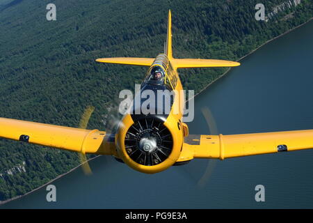 SK-16A HARVARD (T-6) SE-FUB svedese della AIR FORCE volo storico. Foto Stock