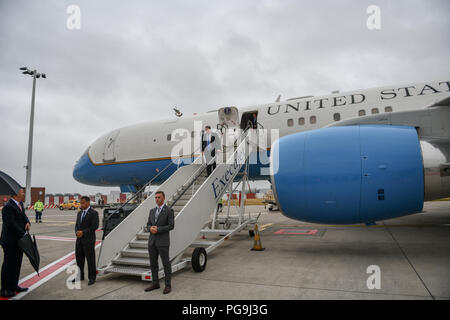 Stati Uniti Il segretario di Stato Michael R. Pompeo arriva a Bruxelles in Belgio per il vertice della NATO IL 10 LUGLIO 2018. Foto Stock