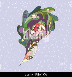 Disegnata a mano a foglia di quercia illustrazione vettoriale. Abstract autunno paisley. Foglie di elemento di design in stile moderno. Illustrazione Vettoriale