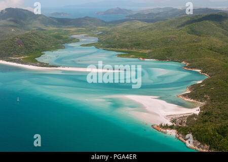 Vista aerea su Hill Inlet sull'isola di Whitsunday. Foto Stock