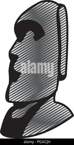 Doodle moai scultura da isola di pasqua cultura Illustrazione Vettoriale