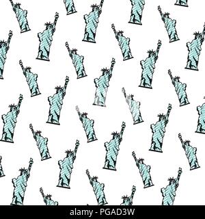 Doodle statua scultura liberty background di design Illustrazione Vettoriale