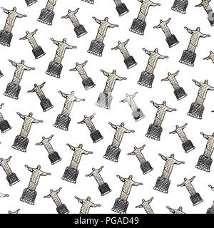 Doodle cristo religione statua storia backgrund Illustrazione Vettoriale