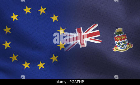 Unione Europea e Isole Cayman Flags - Due bandiere insieme - UE Foto Stock