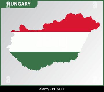 La mappa dettagliata di Ungheria con bandiera nazionale Illustrazione Vettoriale