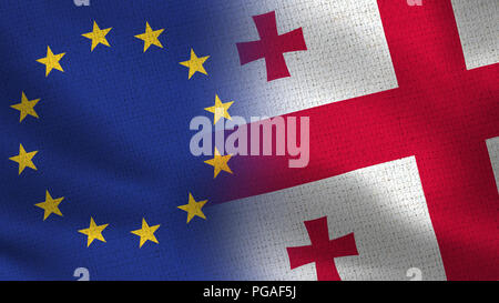 Unione europea e la Georgia Flags - Due bandiere insieme - UE Foto Stock