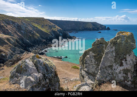 La penisola di Lizard costa vista percorso, Cornwall, Regno Unito Foto Stock