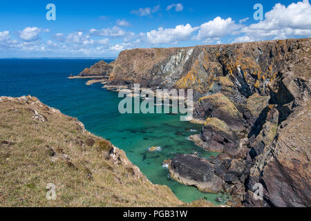 La penisola di Lizard costa vista percorso, Cornwall, Regno Unito Foto Stock