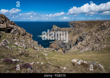 La penisola di Lizard costa vista percorso, Cornwall, Regno Unito Foto Stock