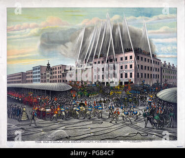 Il vecchio Phila. dei vigili del fuoco. Periodo di 1850 Foto Stock