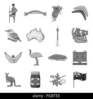 Aborigeno,anemone,attributi,l'australia,australian,ball,pipistrelli,boomerang,ramo,ponte,costruzione,clownfish,raccolta,paese,cricket,attraversato,cultura, custom,design,funzioni,bandiera,cibo,porto,icona,immagine,interessante,isolato,kangaroo,koala,kookaburra,logo,mimosa,monocromatico, luogo,popolazione,regina,impostare,segno,seduta,distribuiti,sydney,il simbolo,Territorio,torre,corsa,uluru,vettore,victoria,web,giallo vettori vettore , Illustrazione Vettoriale