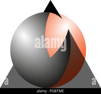 Astrazione di un triangolo e di un cerchio, un palloncino minimalismo logo arte Illustrazione Vettoriale