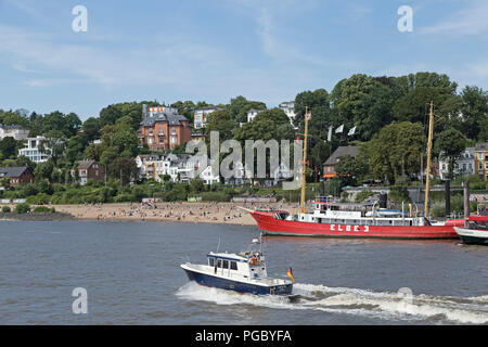 Spiaggia e museo-porto Oevelgoenne, Amburgo, Germania Foto Stock