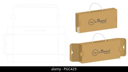 Carta ondulata scatola fustellata con 3d mock up Illustrazione Vettoriale