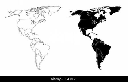 Mappe delle Americhe Illustrazione Vettoriale
