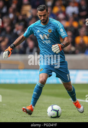 Wolverhampton, Regno Unito. 25 ago 2018. Rui Patricio di Wolverhampton Wanderers durante il match di Premier League tra Wolverhampton Wanderers e il Manchester City a Molineux il 25 agosto 2018 a Wolverhampton, Inghilterra. (Foto di John Rainford/phcimages.com) Credit: Immagini di PHC/Alamy Live News Foto Stock