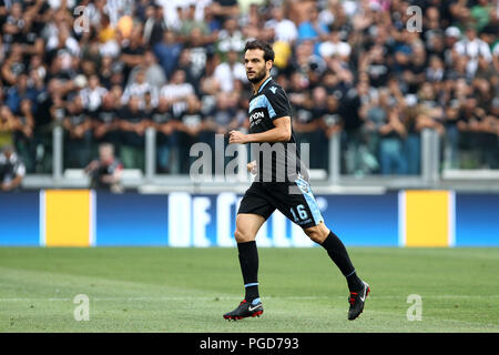 Torino, Italia. Il 25 agosto, 2018. Marco Parolo di SS Lazio in azione durante la serie di una partita di calcio tra Juventus e SS Lazio. Credito: Marco Canoniero / Alamy Live News . Credito: Marco Canoniero/Alamy Live News Foto Stock