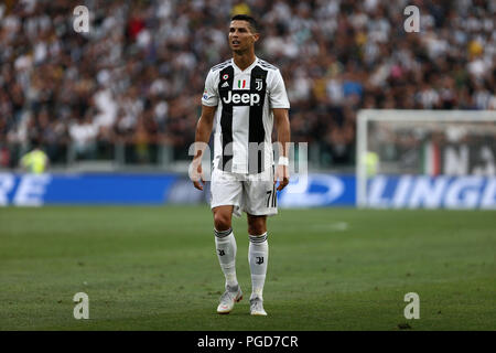 Torino, Italia. Il 25 agosto, 2018. Cristiano Ronaldo della Juventus FC durante la serie di una partita di calcio tra Juventus e SS Lazio. Credito: Marco Canoniero / Alamy Live News Credito: Marco Canoniero/Alamy Live News Foto Stock