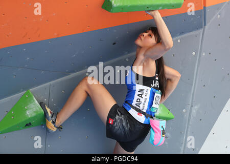 Palembang, Indonesia. 26 Ago, 2018. /Futaba Ito (JPN) Sport Arrampicata : donne finale combinata Bouldering a Jakabaring Sport Center Sport Arrampicata durante il 2018 Jakarta Palembang giochi asiatici a Palembang, Indonesia . Credito: Giovanni Osada AFLO/sport/Alamy Live News Foto Stock