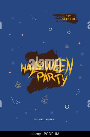 Festa di Halloween modello con decoro. Banner verticale. Elemento di design per le vacanze. Illustrazione Vettoriale. Illustrazione Vettoriale