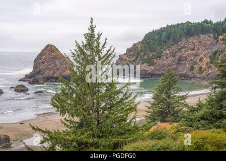 Whaleshead Beach. Samuel H. Boardman membro Scenic corridoio, Southwestern Oregon Coast, Stati Uniti d'America. Foto Stock