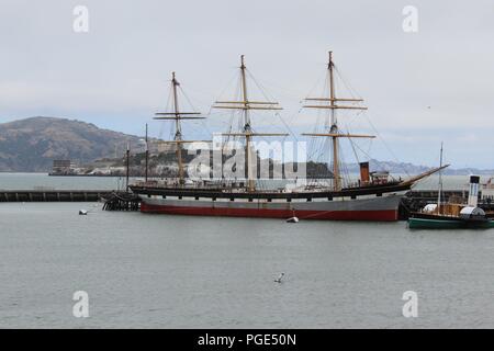 La Tall Ship "Balclutha" (1886), San Francisco Maritime National Historical Park al Fisherman's Wharf di San Francisco, California, Stati Uniti d'America Foto Stock