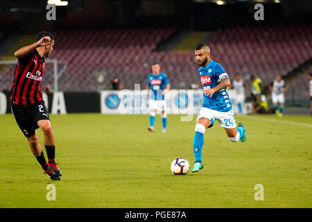 Napoli, Italia. 25 Ago, 2017. Napoli - Italia 25/08/2018 Lorenzo Insigne visto durante la Serie A match tra S.S.C. NAPOLI E AC MILAN allo Stadio San Paolo di Napoli. Punteggio finale S.S.C. NAPOLI - AC. Milano 3-2 Credito: Emanuele Sessa/Pacific Press/Alamy Live News Foto Stock