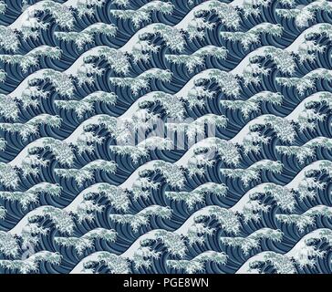 Wave Seamless Pattern Print Illustrazione Vettoriale