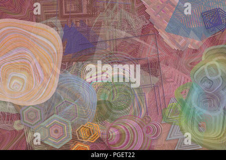 Blended forme disordinato, geometrica astratta configurazione di sfondo. Foto Stock