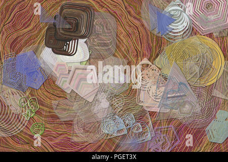 Blended forme disordinato, geometrica astratta configurazione di sfondo. Foto Stock