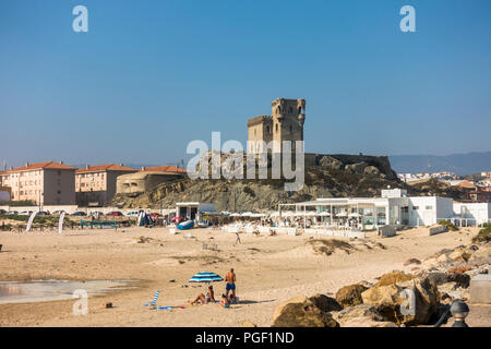 Castello di Santa Catalina a Tarifa, Playa Chica, Costa de la Luz, Andalusia Spagna meridionale. Foto Stock