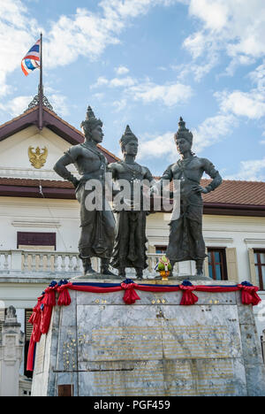 Tre Re monumento, Chiang Mai, Thailandia Foto Stock