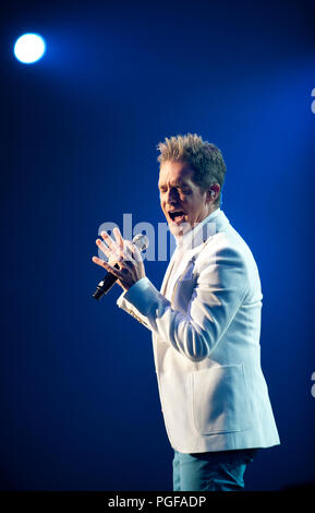 Cantante fiamminga Christoff in concerto al Schlagerfestival in Hasselt (Belgio, 31/03/2013) Foto Stock