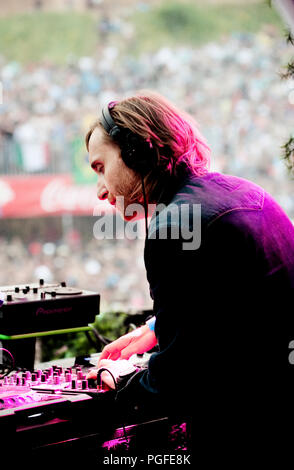 Deejay francese David Guetta al Tomorrowland festival techno in De Schorre, braccio (Belgio, 25/07/2010) Foto Stock