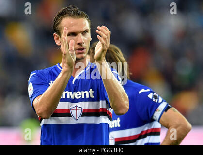 Udine, Italia, 26 agosto 2018. Sampdoria's Albin Ekdal alla fine della partita di calcio tra Udinese e Sampdoria al Dacia Arena. photo Simone Ferraro / Alamy Live News Foto Stock