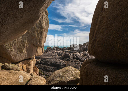 Testata interna rocce, Testa Peninnis, St. Mary's, isole Scilly, REGNO UNITO Foto Stock