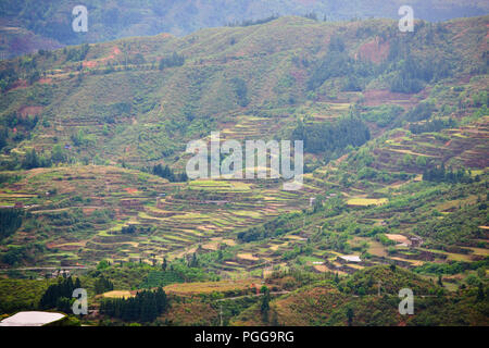 La gente del posto,gli agricoltori,terrazze di riso,Torre del Tamburo,architettura antica,Dong Village,codolo un,Tagan,Vicino Zhaoxing,nella provincia del Hunan,PRC,Repubblica Popolare Cinese,Cina Foto Stock