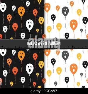 Halloween seamless pattern con graziosi ghost palloncini. Design per lo sfondo, lo sfondo o il dono della carta da imballaggio. Illustrazione Vettoriale. Illustrazione Vettoriale