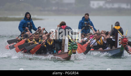 Dragon Boat Racing - Fiume Adur, Shoreham-da-mare. Domenica 26 Agosto 2018 Foto Stock