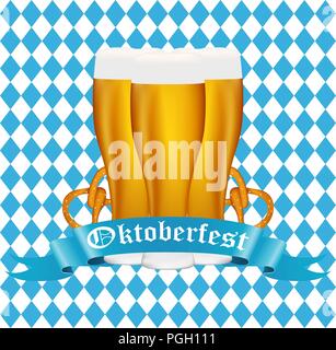 La birra con pretzel al festival Oktoberfest Illustrazione Vettoriale